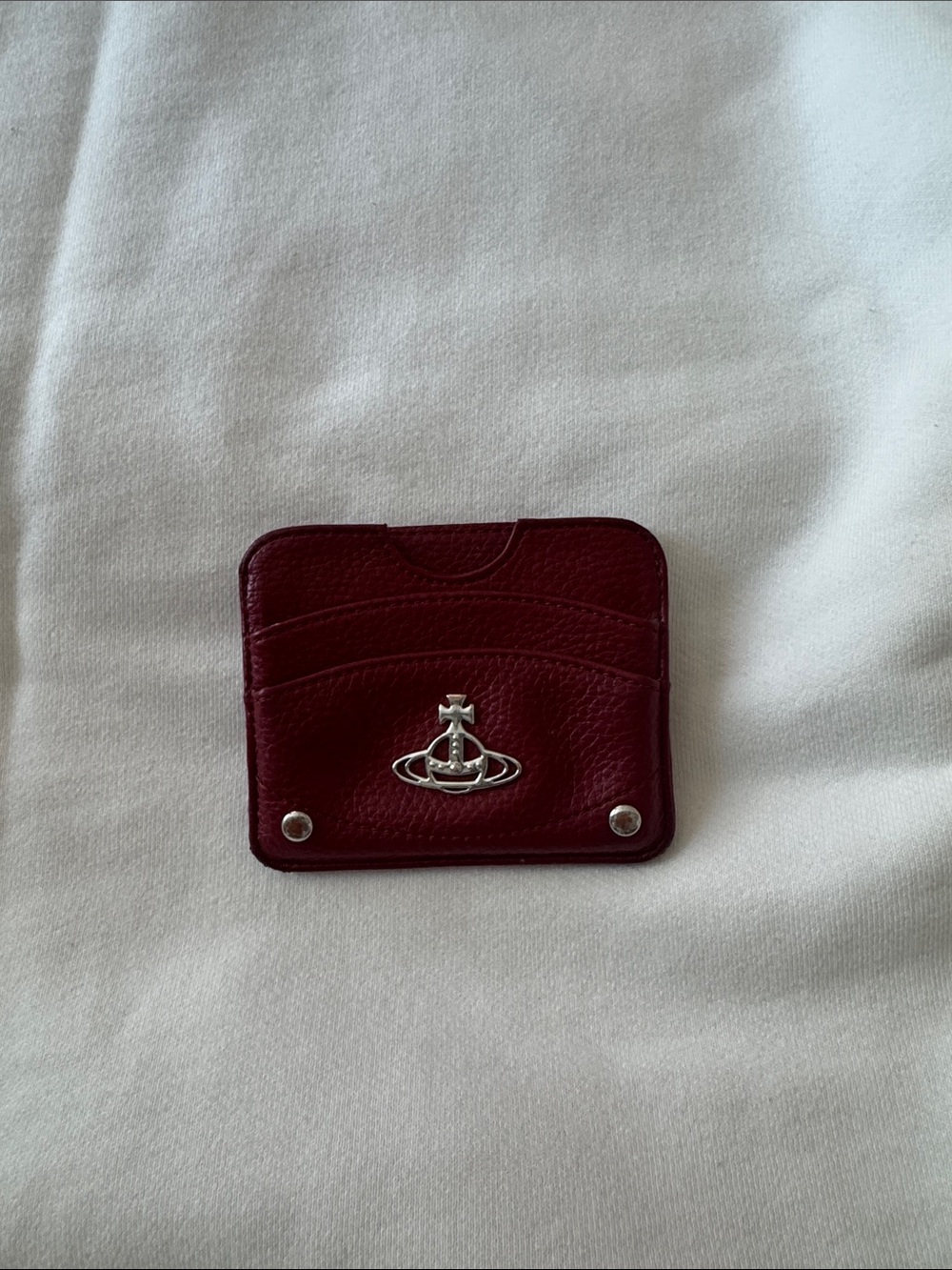 Vivienne Westwood Burgundy Leather Card Case with Orb Emblem